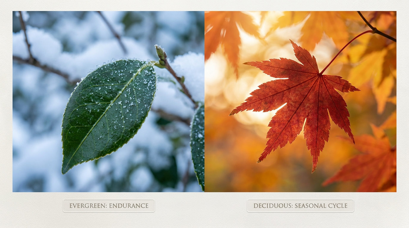 常緑樹と落葉樹の比較